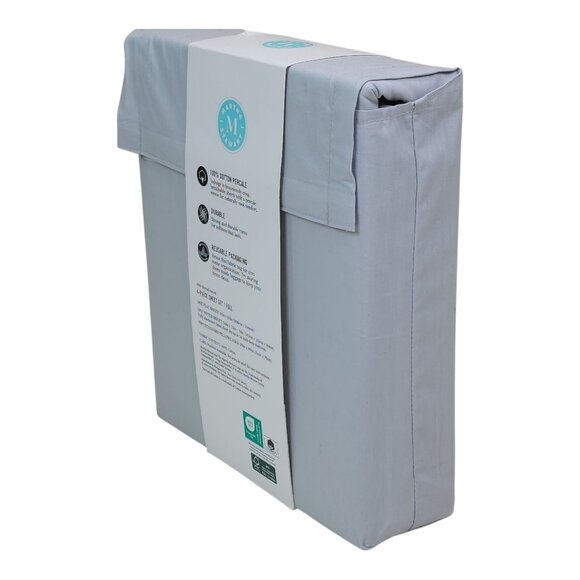 Martha Stewart Full Sheet Set 200 Thread Count Cotton Percale Gray - Picture 7 of 8